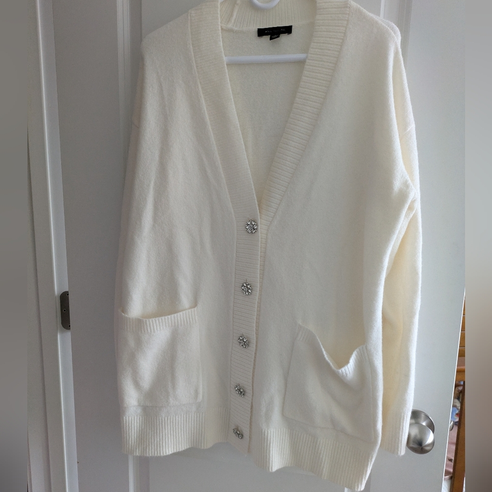 Ann Taylor Cream Cardigan with Button Detail